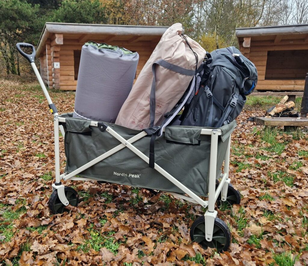 Nordic Peak trækvogn med grej til shelterturen